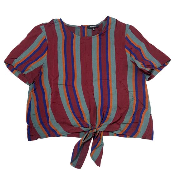 Madewell Button-Back Tie Tee in Rosalinda Stripe - Picture 1 of 5